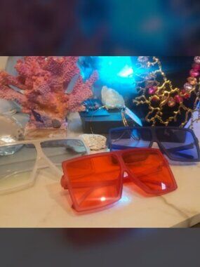 3-Pack Bold Colored Shield Sunglasses - Red, White, Blue